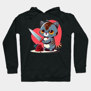 Valentines Cat with Knife Hoodie